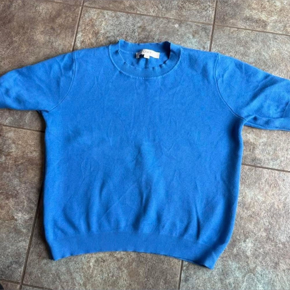 Women's Loft Blue short sleeved Sweater- size medium